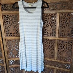 Telluride Clothing Company Striped Sleeveless Dress - Gray and White